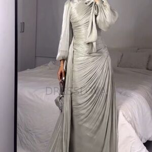 Elegant Silver Evening Gown
